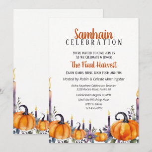 Samhain Feest Herfst Pompoenen & Kaarsen Uitnodigi Kaart