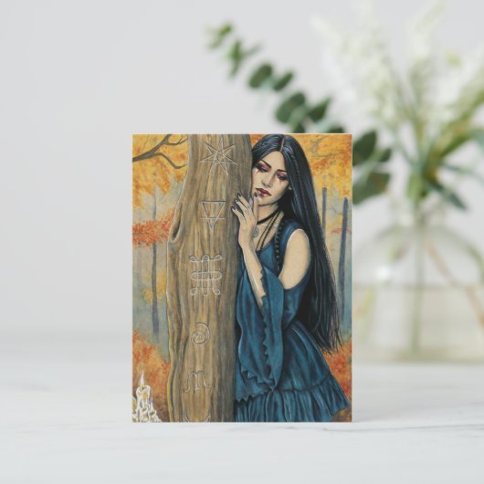 Samhain Gothic Autumn Witch Fantasy Art Briefkaart (Staand voorkant)