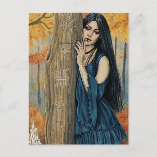 Samhain Gothic Autumn Witch Fantasy Art Briefkaart (Voorkant)