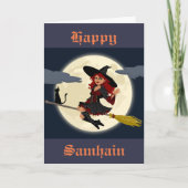 Samhain kaart - vliegende heks (Voorkant)