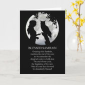 Samhain Lady en Owl Moon Sabbat Kaart (Gele Bloem)