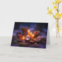Samhain met kaarsen Kristal Herfstloof Bloemen