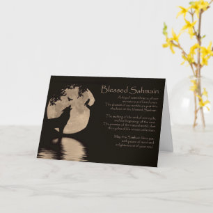 Samhain met Owl Wolf Raven en Moon Sabbat Kaart