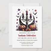 Samhain Moon Bats & Pumpkins Herfst Halloween Part Kaart (Voorkant)