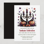 Samhain Moon Bats & Pumpkins Herfst Halloween Part Kaart (Voorkant / Achterkant)