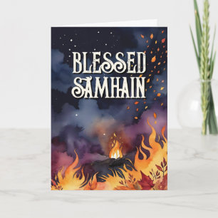 Samhain Nacht Herfst Bos Pagan Vuur Halloween Kaart