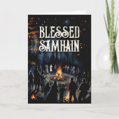 Samhain Night Herfst Forest Pagan Bonfire Hallowee Kaart (Voorkant)