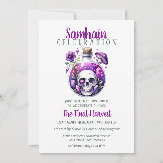 Samhain Oogst Potion Fles Halloween Party Kaart (Voorkant)