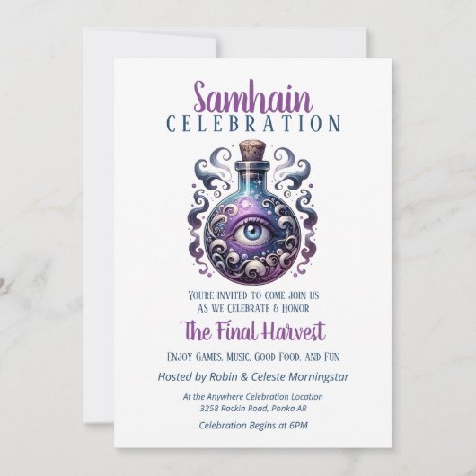 Samhain Oogst Potion Fles Halloween Party Kaart (Voorkant)