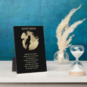 Samhain Owl en Moon Holiday Decoration Fotoplaat