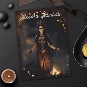 Samhain Pagan Heks Gezegende Halloween Herfst Nach Kaart