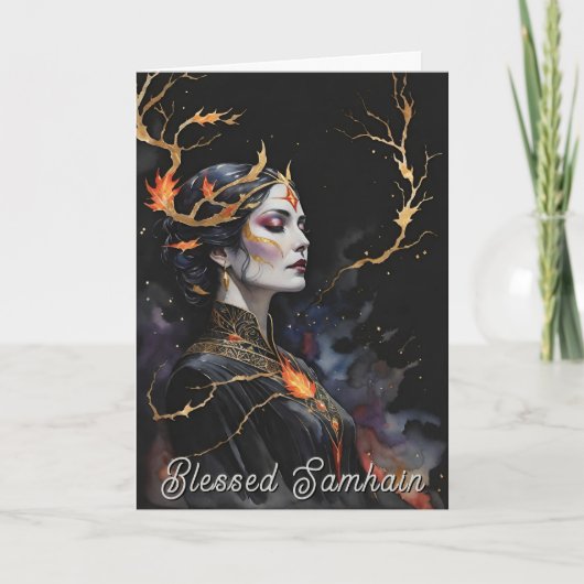 Samhain Pagan Witch zegende Halloween Herfst Night Kaart (Voorkant)