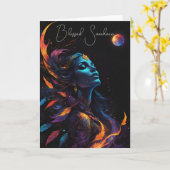 Samhain Pagan Witch zegende Halloween Herfst Night Kaart (Gele Bloem)