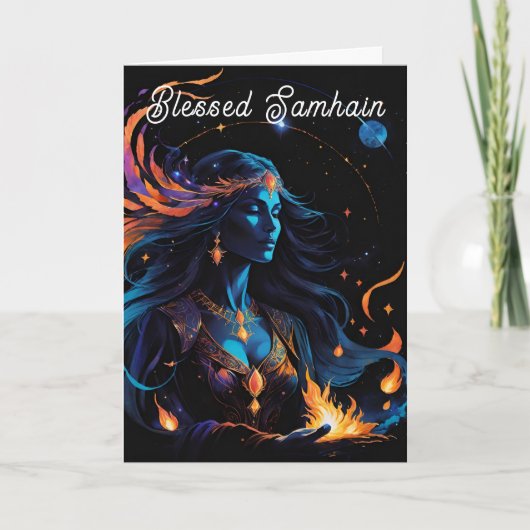 Samhain Pagan Witch zegende Halloween Herfst Night Kaart (Voorkant)