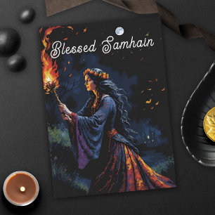 Samhain Pagan Witch zegende Halloween Herfst Night Kaart