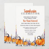 Samhain Party Fall Pumpkins & Candles Invitation Kaart (Voorkant / Achterkant)