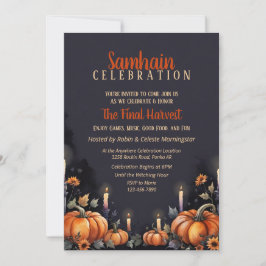Samhain Party Fall Pumpkins & Candles Invitation Kaart