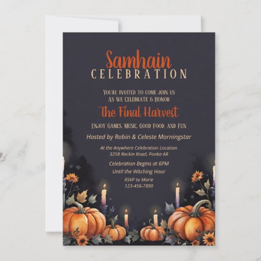 Samhain Party Fall Pumpkins & Candles Invitation Kaart (Voorkant)