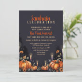 Samhain Party Fall Pumpkins & Candles Invitation Kaart (Staand voorkant)