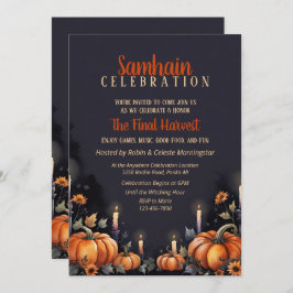 Samhain Party Fall Pumpkins & Candles Invitation Kaart
