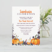 Samhain Party Herfst Floral Pumpkins & Candles Kaart (Staand voorkant)