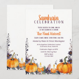 Samhain Party Herfst Floral Pumpkins & Candles Kaart