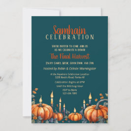 Samhain Party Herfst Pumpkins & Candles Invitation Kaart
