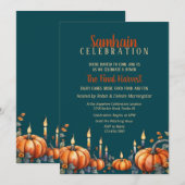 Samhain Party Herfst Pumpkins & Candles Invitation Kaart (Voorkant / Achterkant)