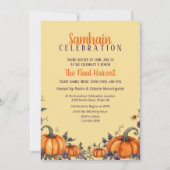 Samhain Party Herfst Pumpkins & Leaves Invitation Kaart (Voorkant)