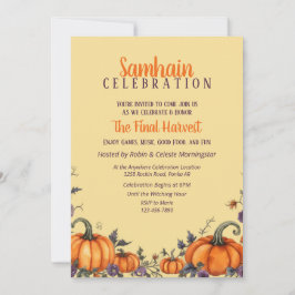 Samhain Party Herfst Pumpkins & Leaves Invitation Kaart