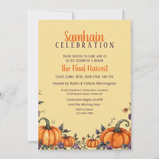 Samhain Party Herfst Pumpkins & Leaves Invitation Kaart (Voorkant)