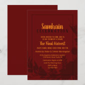 Samhain Party Red Floral Halloween Kaart (Voorkant / Achterkant)