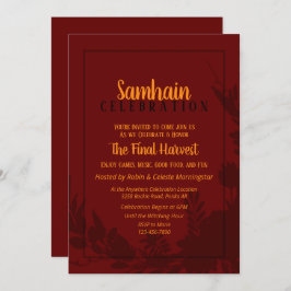 Samhain Party Red Floral Halloween Kaart