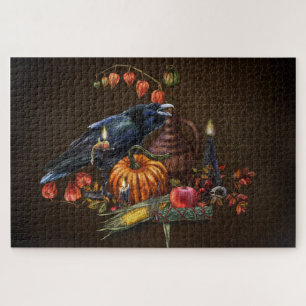 Samhain ritueel met raven legpuzzel