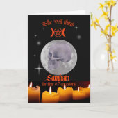 Samhain schedel en maan kaart (Gele Bloem)