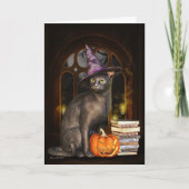 Samhain Witch Kitty Cat Wenskaart Kaart (Voorkant)