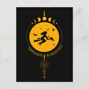 Samhain zegeningen, heks briefkaart