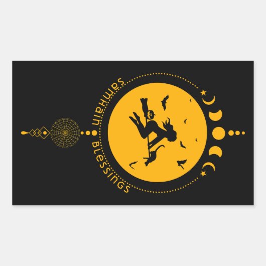 Samhain zegeningen, heks rechthoekige sticker (Voorkant)