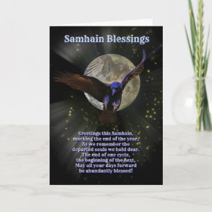 Samhain Zegeningen met Raven of Kraai en Maan Kaart