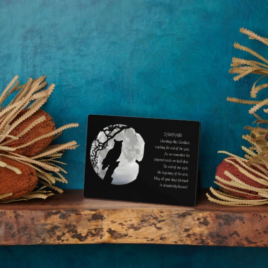 Samhain zegeningen met Uil Pagan Fotoplaat (Zijkant)