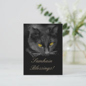 Samhain Zwarte Kat Feestdag Briefkaart (Staand voorkant)