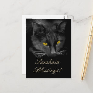 Samhain Zwarte Kat Feestdag Briefkaart