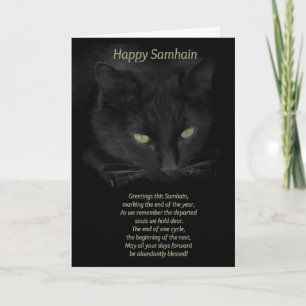 Samhain Zwarte Kat Zegeningen Gelukkig Samhain Kel Kaart