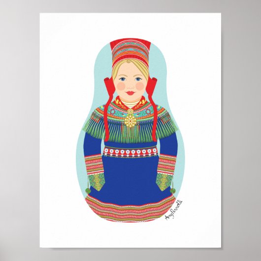 Sami (blond haar) Matroesjka Poster (Voorkant)