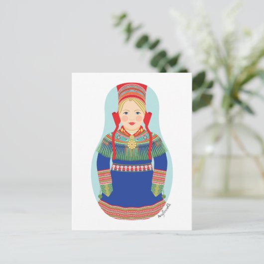 Sami (blond haar) Matryoshka Briefkaart (Staand voorkant)