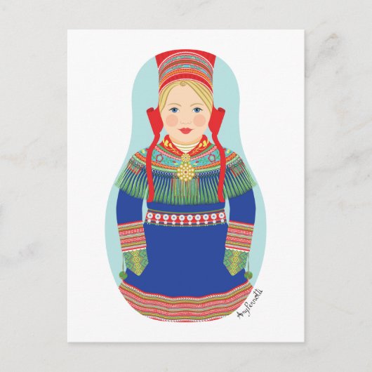 Sami (blond haar) Matryoshka Briefkaart (Voorkant)