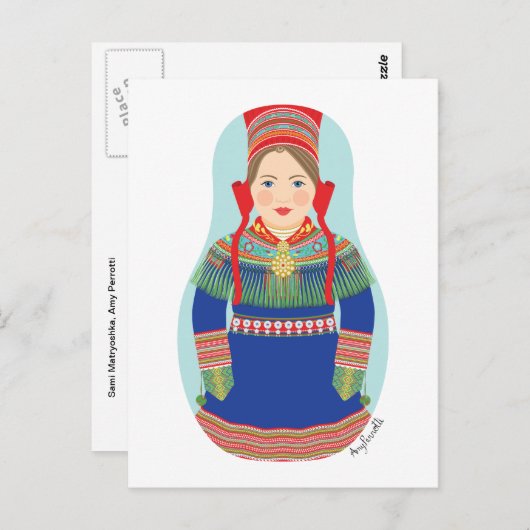 Sami (bruin haar) Matryoshka Briefkaart (Voorkant / Achterkant)