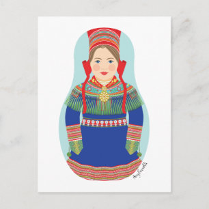 Sami (bruin haar) Matryoshka Briefkaart