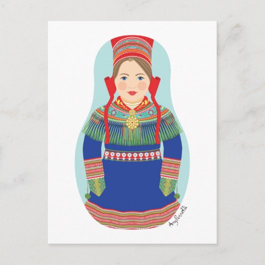 Sami (bruin haar) Matryoshka Briefkaart (Voorkant)