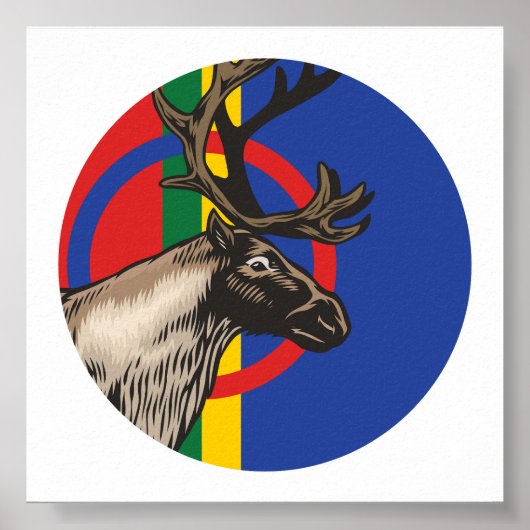Sami Rendier Sami Nationale Dierenvlag Poster (Voorkant)